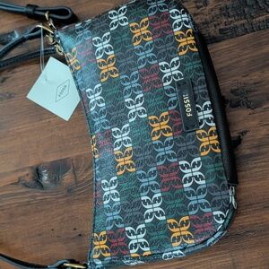 Fossil Multicolor Skylar Baguette Patterned Adjustable Bag NWT